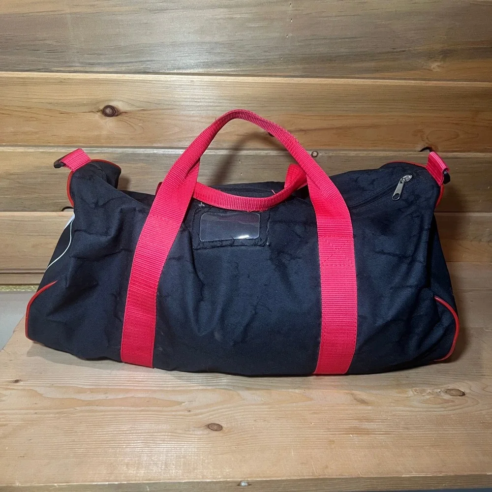 VTG 90s Yin Yang Duffel Bag Black Red Grunge Gym Carry-On Graphic‎ Canvas Travel